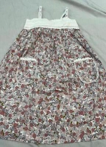 ZARA girls 9? floral sleeveless cotton patch pockets sundress ivory pink purple - Picture 1 of 3