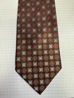 Corbata de seda geométrica marrón Stafford - 60L 4,0W Foto 1 de 2