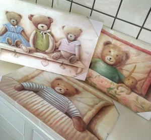 Quadri Camerette Per Bambini Orsetti Dipinti a Mano con Gancio - 3 Varianti - Foto 1 di 10