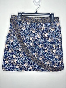 Zara Floral Skirt Girls Size 13-14 Navy Faux Wrap Adjustable Waist - Picture 1 of 3