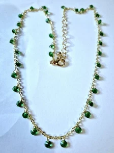 Gold Plated Green Glass Rhinestone Choker (#163) - Picture 1 of 3