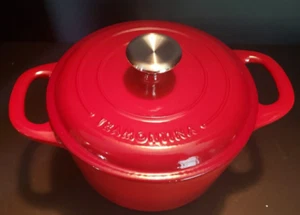 Olla Tramontina de 3,5 cuartos de galón con tapa de hierro fundido esmaltado horno holandés rojo - Imagen 1 de 6