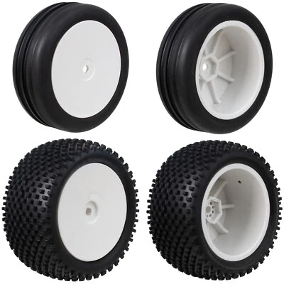 1/10 RC Front Rear Wheel Rims and Rubber Tires for Tamiya DF-02 SRX4 Tekno EB410 - Image 1 of 4