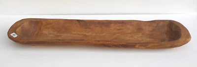 HAND CARVED WOODEN BAGUETTE TRENCH BOWL RUSTIC TRENCHER BREAD BOWL 21" - Image 1 of 3