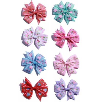 120PCS 3.2" Boutique Hair Bow With Flower Girls Grosgrain Ribbon HairBow NO CLIP - Image 1 of 4