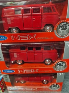 Welly VW T1 Bus, Feuerwehr, Transporter Volkswagen, Die Cast Metal, NEX, NEU/OVP - Bild 1 von 2