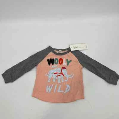 Camiseta Peek Babies Colorblock Wooly And Wild Mammoth Adventures Coral 6-12M Nueva con Etiquetas Foto 1 de 4