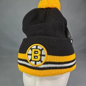 Boston Bruins Beanie 47 Brand Centennial 100th Cuffed Pom Knit Winter Hat New - Picture 1 of 10