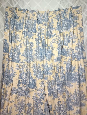 CORTINAS FORRADAS PLISADAS PELLIZCAR TOILE FRANCÉS MCM 38x86 - 4 PANELES/PESADAS DE COLECCIÓN Foto 1 de 4