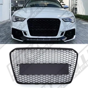 RS5 STYLE BADGELESS GRILLE FRONT HONEYCOMB GRILL BLACK FOR AUDI A5 B8.5 8T 12-16 - Picture 1 of 9