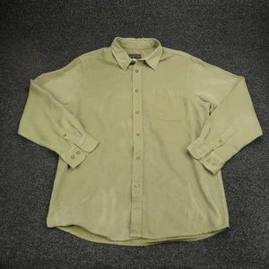 Covington Shirt Mens Large Olive Green Suede-Look Button Front Long Sleeve - Picture 1 of 7