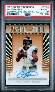 2022 Donruss Jalen Hurts Passing The Torch Clearly Auto /99 PSA 10 POP 1 🔥🔥🔥 - Bild 1 von 2