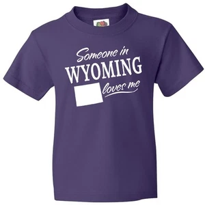 Inktastic Someone In Wyoming Loves Me Youth T-Shirt State Home Grandparents Kids - Picture 1 of 3