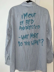 Guess x Brandalised Banksy Women XS Stripe Button Up Shirt Sold Out Rare - Picture 1 of 12