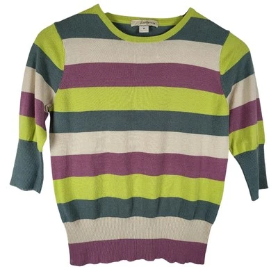 Forever 21 Colorblock Stripe Knit Colorful Sweatshirt Y2K Retro Dopamine Sz M - Image 1 of 4