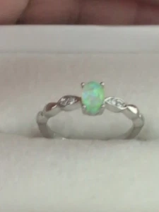 Sterling Silber 925 Resin Capped Größe 6 Australischer Schwarzopal Lab Created - Bild 1 von 4