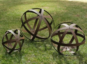Metal Garden Spheres, Metal Band Decorative Spheres, Metal Folding Orb Garden... - Picture 1 of 6