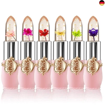 HOPHAT 6 Packs Flower Jelly Lippenstift Set Magic Temperature Farbwechsel Lippenbalsam