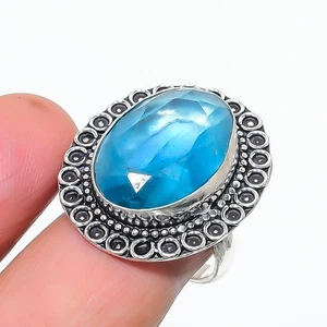 London Blue Topaz Gemstone 925 Sterling Silver Jewelry Ring Size 9(US) - Picture 1 of 1