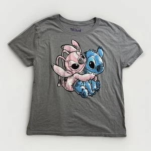 Camiseta Disney Stitch Adulto Talla XL Puntada y Ángel Abrazando Gris - Imagen 1 de 8