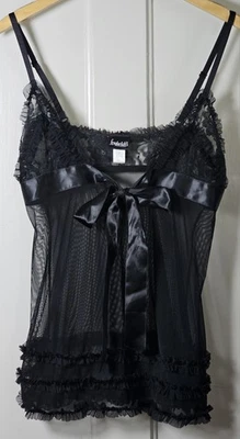 Peluche Frederick's Of Hollywood Talla S Negro Transparente Bebé Muñeca Encaje Arco Coqueta  Foto 1 de 4