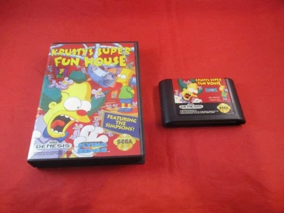 Krusty's Super Fun House (Sega Genesis) w/ Box game WORKS! - Image 1 of 4