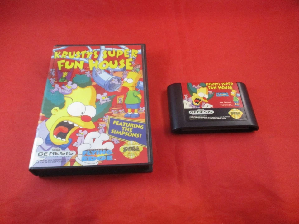 Krusty's Super Fun House (Sega Genesis) w/ Box game WORKS! - Image 1 of 4