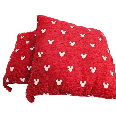 NEW Disney Mickey Mouse Red 2 Throw Pillows Square Tassel Decor St. Nicholas SET - Image 1 of 4