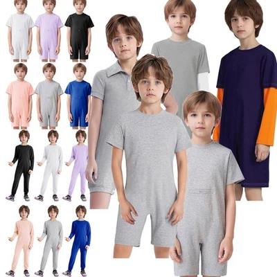 INHZOY Adaptive Clothing Kids Special Needs Autism Sensory Jumpsuit Anti-Strip Romper