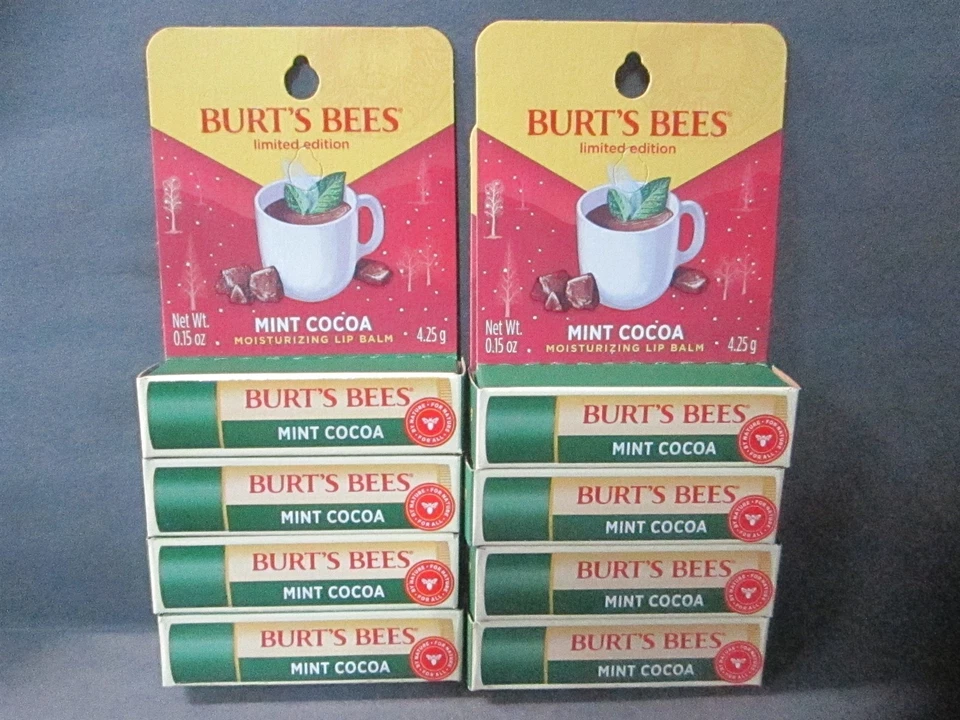 3x Burt's Bees MINT Cocoa Moisturizing Lip Balm