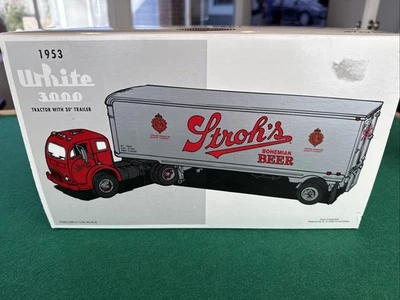 First Gear STROHS BEER semi-caminhão #19-1917 fundido em perfeito estado branco 3000 - Imagem 1 de 4