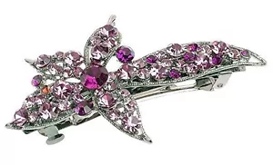 Debenham Chic Amethyst Starburst Floral Hair Clip Barrette W/ Swarovski Crystals - Picture 1 of 1