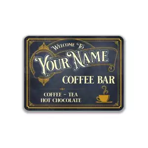 Personalized Vintage Coffee Bar Metal Sign Weathered Bar Metal Sign Coffee Shop - Picture 1 of 10