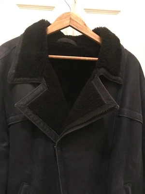 Neiman Marcus Leather/ Wool Bomber Jacket Blue Mens Medium - Image 1 of 4