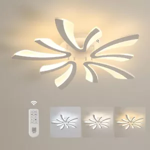 48W Dimmerabile Plafoniera LED con Telecomando Lampdario Soffitto Acrilico 70cm - Foto 1 di 10