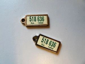 ORIGINAL Illinois 1950 behinderter amerikanischer Veteran Schlüsselschilder Paar 518 636 neuwertig - Bild 1 von 3
