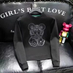 Nuevo Hombres Lujo Diamante Oso Estrás Moda Sudadera con Capucha Alta Calidad Negro Blanco - Imagen 1 de 14