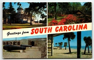Greetings from South Carolina Banner Multiview Chrome Postcard SC UNP - Picture 1 of 2