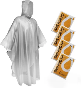 Disposable Rain Ponchos Emergency Clear - Picture 1 of 12