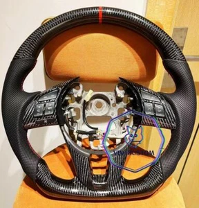 VINS REAL CARBON FIBER Steering Wheel FOR MAZDA CX-5/CX-3 W/RED RING(NO BUTTONS) - Picture 1 of 8