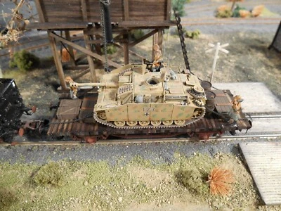 HO Roco Minitank 6th Panzer Army Stu IV Tank Car A1949 Custom Hand Painted - Image 1 of 3