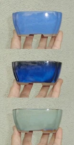 NUOVO vaso bonsai ovale in ceramica smaltata accento mame fioriera nana 4,5"x3,75"x2" - Foto 1 di 10