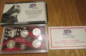 2007 Silver Quarter Proof Set U.S. Mint Box & COA 5 State Silver Quarters - Picture 1 of 3