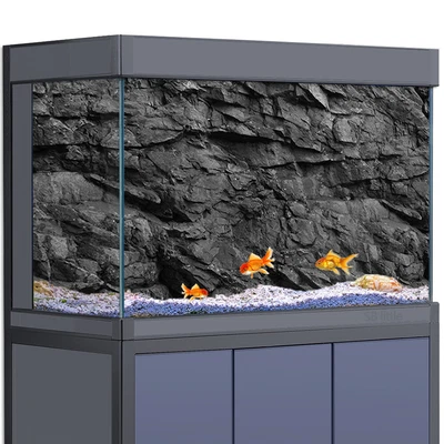 Aquarium Background Sticker, Black Stone Wall Fish Tank Decorations Poster - Image 1 of 4