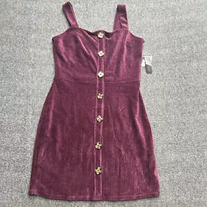 No Boundaries Dress Juniors L 11/13 Ribbed Faux Button Jumper Grunge Skater - Picture 1 of 9