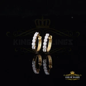 Men's/Women's 925Silver Yellow1.50ct VVS'D'Moissanite 1 row Stones Hoop Earrings - Picture 1 of 12