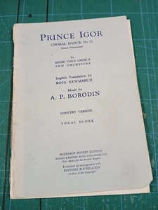 vocal score BORODIN Prince Igor Choral Dance No 17, Boosey Hawkes - Picture 1 of 2