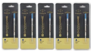 5 X Parker M Systemark Ball Point Pen Refill Fine Point Blue Ink Folio Ball Pen - Picture 1 of 6