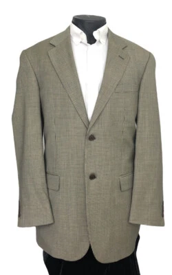 Blazer de lana pata de gallo beige Nautica para hombre 44L abrigo deportivo traje chaqueta 2 botones Foto 1 de 4