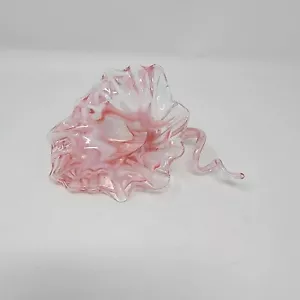 Blown Glass Art Glass Pink Swirls Flower - Picture 1 of 9
